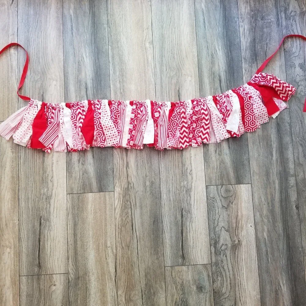 Red Chevron | Summer Camp Banner | Christmas Decor, Fabric Banner, 7'
